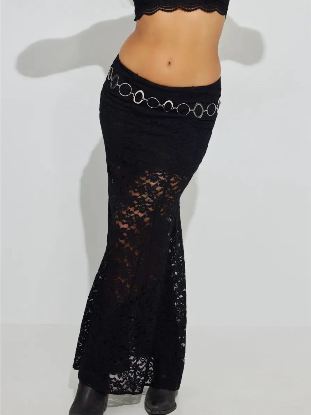 Garage Black Lace Maxi Skirt